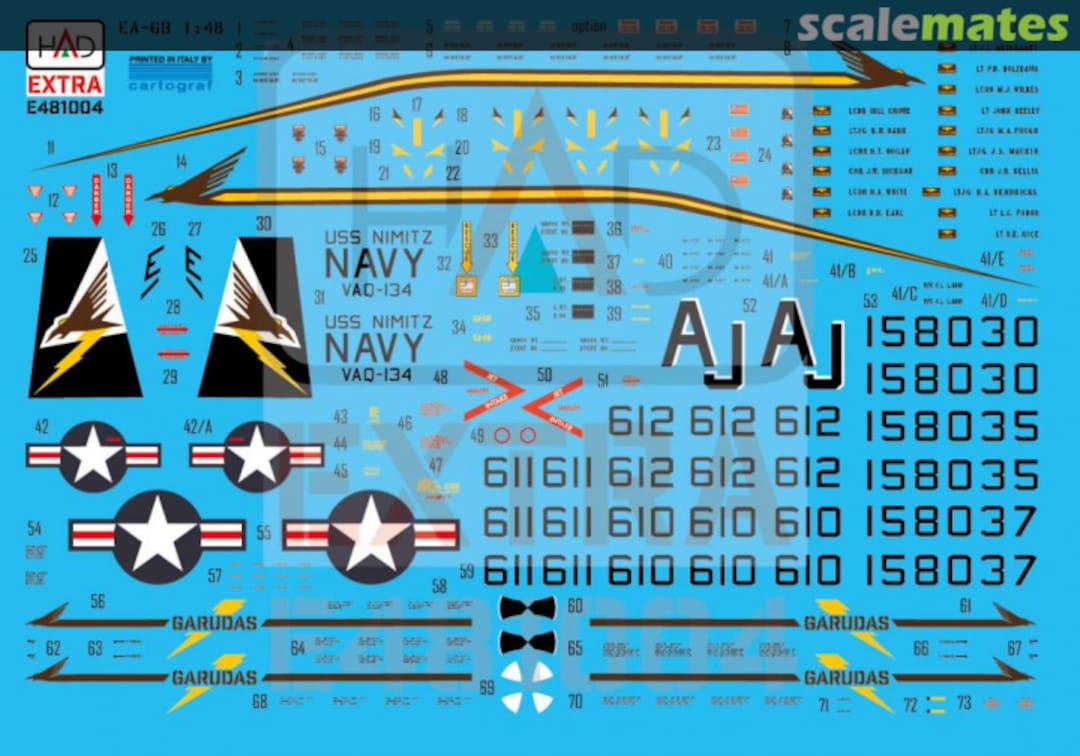 Contents EA-6B Prowler VAQ-134 ”GARUDAS” in the ”Final Countdown” decal sheet ​​​ E481004 HADmodels 