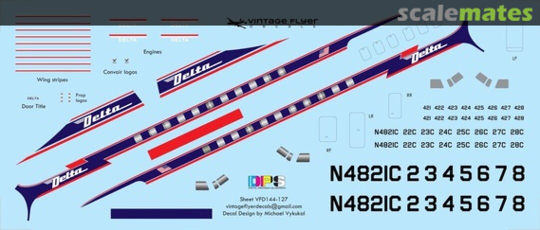 Boxart CV-440 Delta (Del) VFD072-127 Vintage Flyer Decals