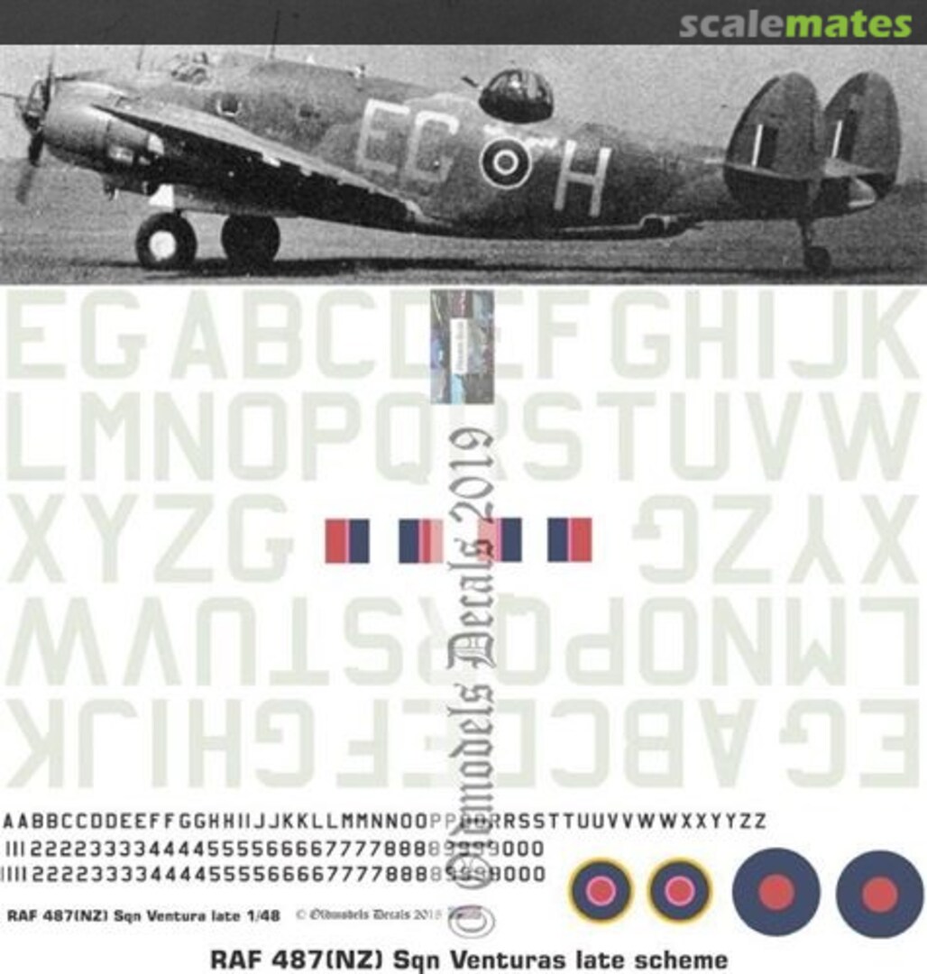 Boxart RAF 487(NZ) Sqn Venturas late scheme OMD0732 Oldmodels Decals