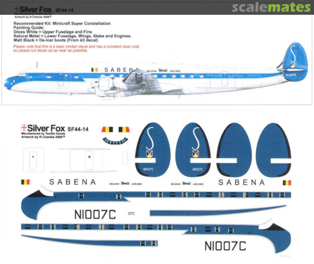 Boxart Sabena Super Constellation SF44-14 Silver Fox Decals