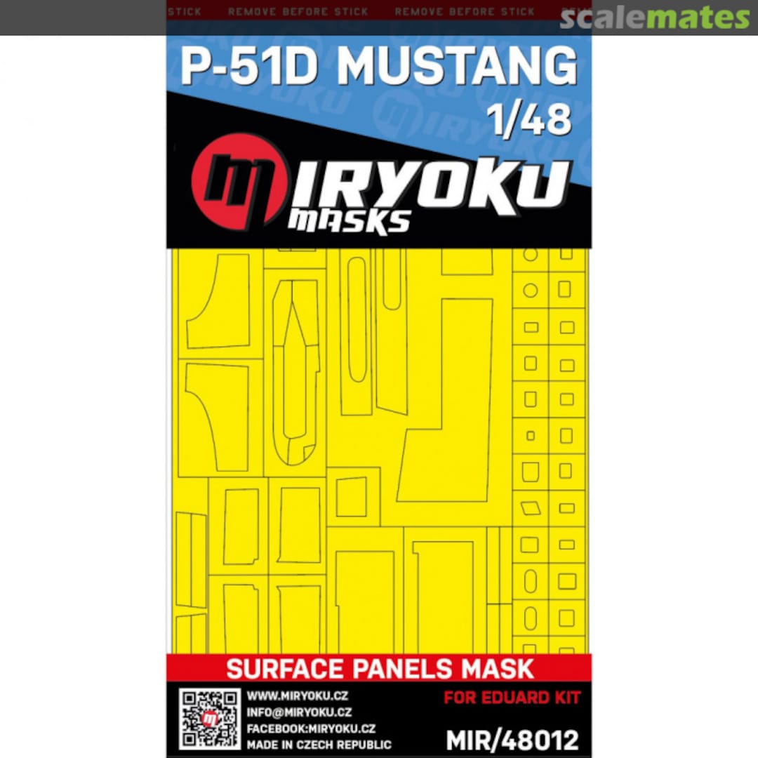 Boxart P-51D MUSTANG - SURFACE PANELS MASK - 1/48 MIR/48012 Miryoku