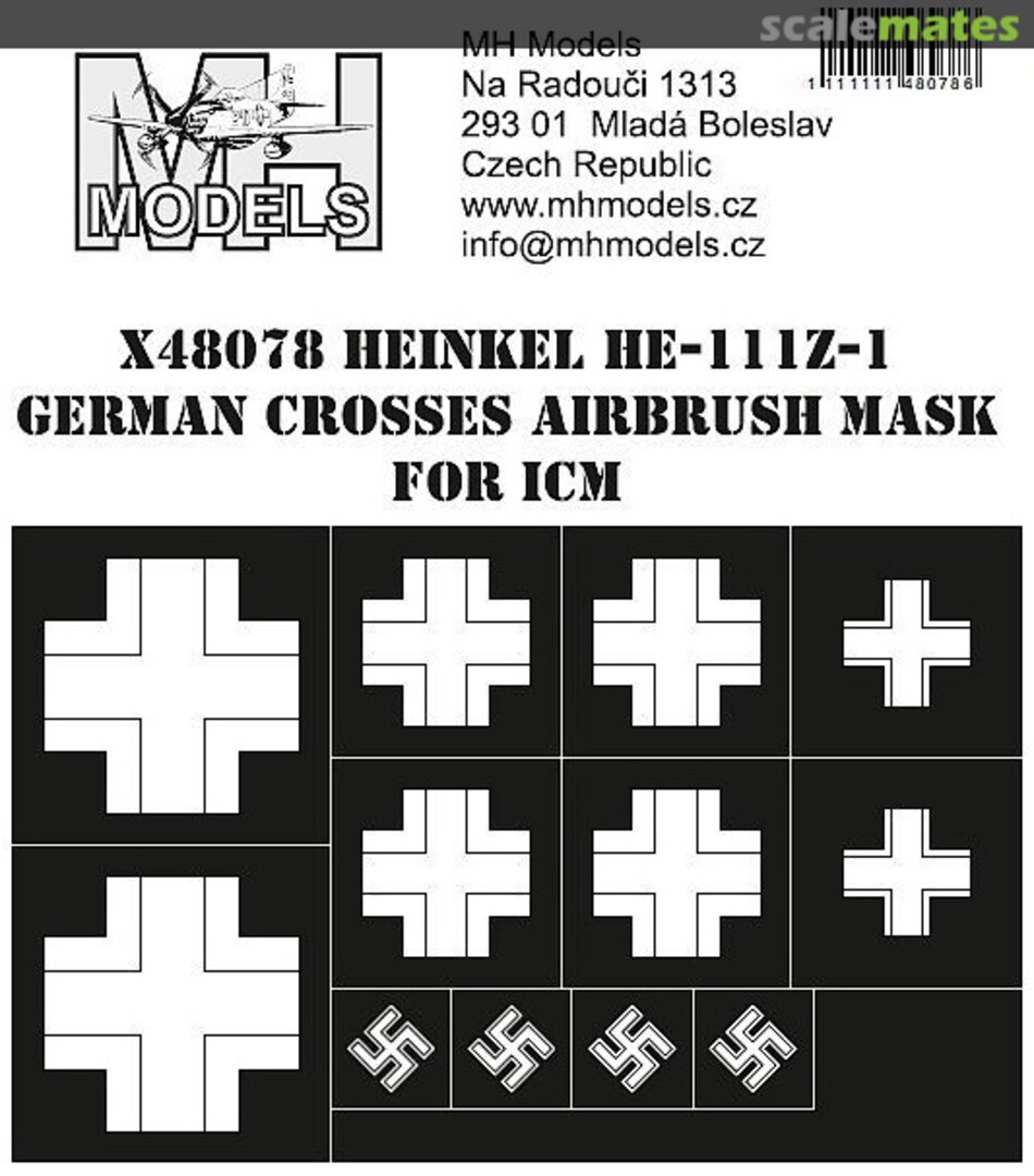 Boxart Heinkel He-111Z-1 German Crosses Airbrush Mask X48078 MH Models