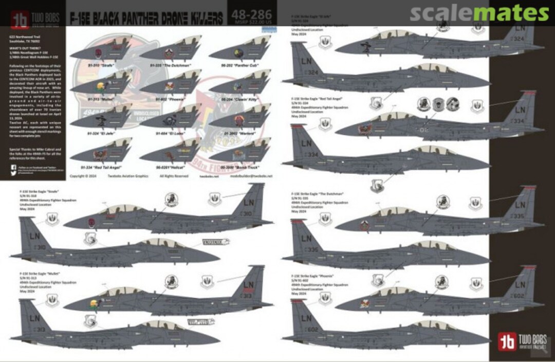 Boxart F-15E Black Panther Drone Killers 48-286 TwoBobs Aviation Graphics