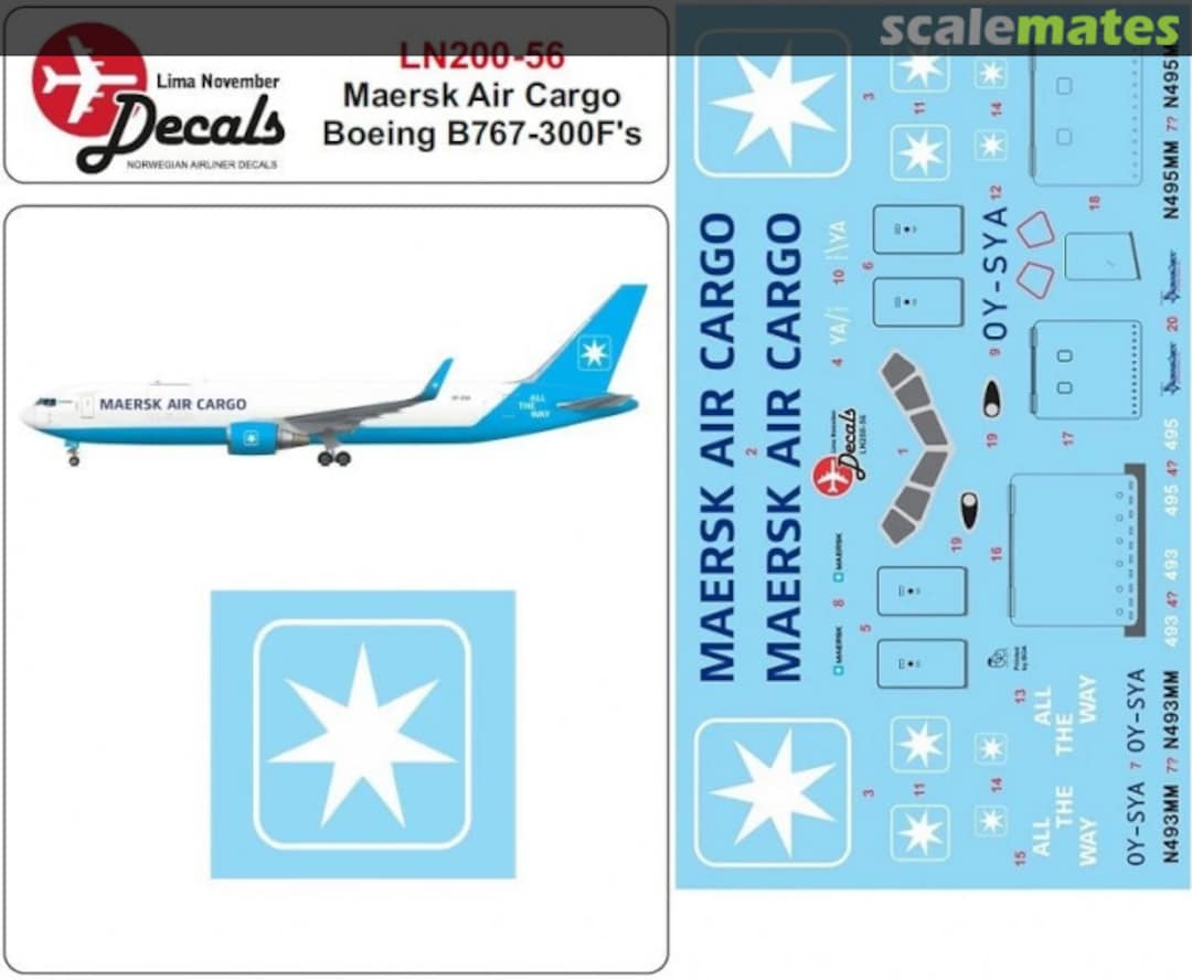 Boxart Maersk Air Cargo Boeing B767-300F LN200--56 Lima November Decals