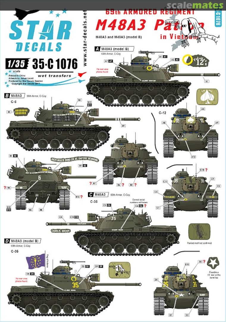 Boxart M48A3 Patton 35-C1076 Star Decals