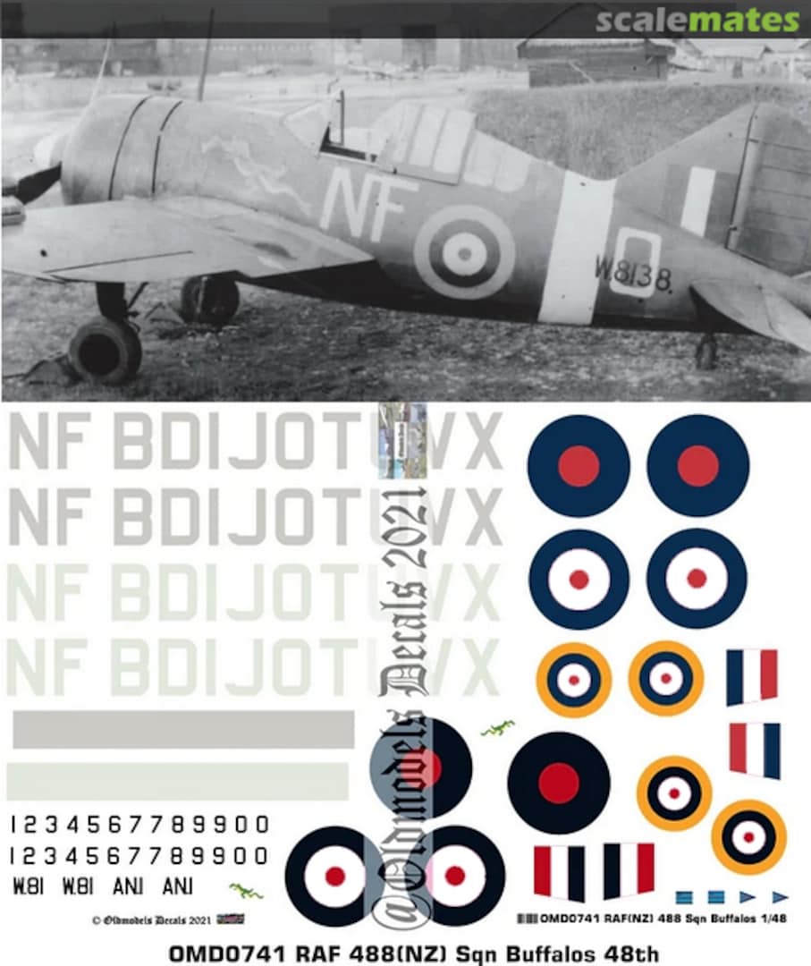 Boxart RAF 488(NZ) Sqn Buffalos OMD0741 Oldmodels Decals