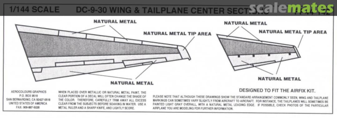 Boxart DC-9-30 wing & tailplane center sections FP44-142 Aerocolours Graphics