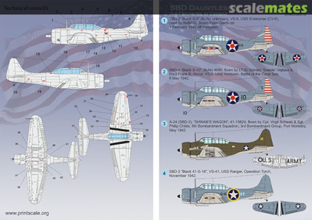 Boxart SBD Dauntless/A-24 Banshee in combat (part 1) 72-411 Print Scale