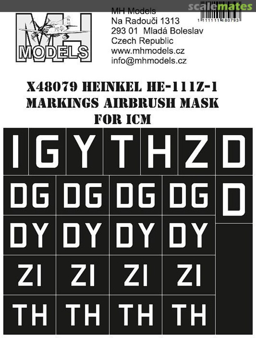 Boxart Heinkel He-111Z-1 Markings Airbrush Mask X48079 MH Models