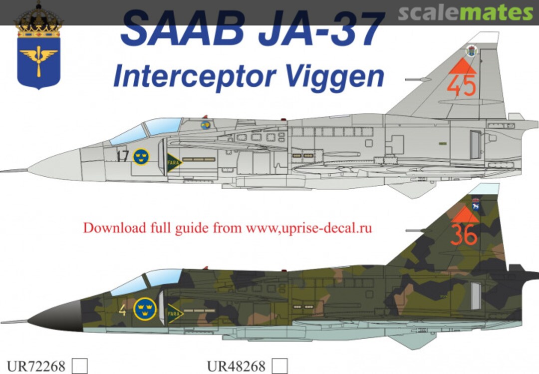 Boxart SAAB JA37 Interceptor Viggen with stencils UR72268 UpRise