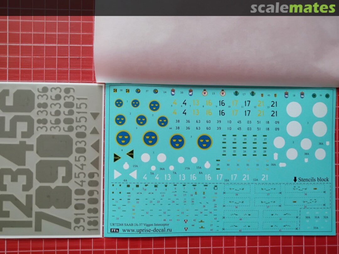 Contents SAAB JA37 Interceptor Viggen with stencils UR72268 UpRise