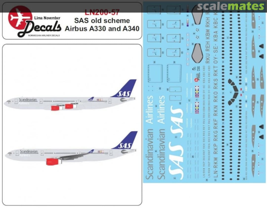 Boxart SAS old scheme Airbus A330 and A340 LN200--57 Lima November Decals