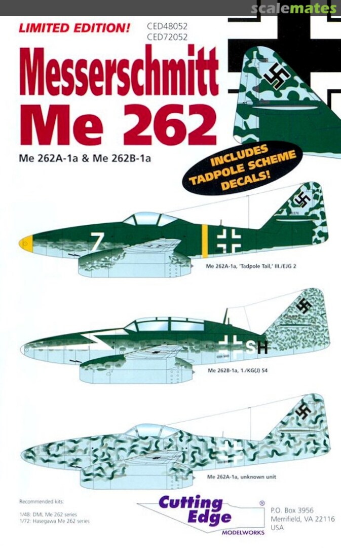 Boxart Messerschmitt Me 262 CED48052 Cutting Edge Modelworks