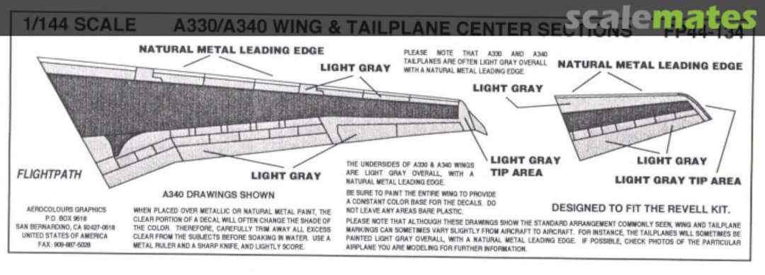 Boxart A330/A340 wing & tailplane center sections FP44-134 Aerocolours Graphics