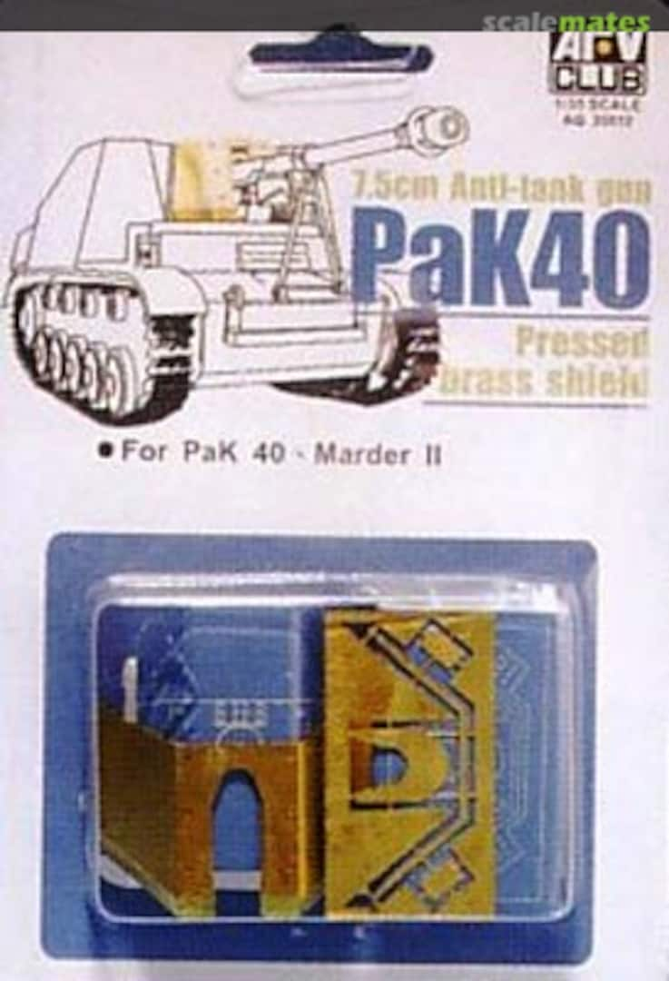 Boxart PaK 40 Pressed Brass Shield AG35012 AFV Club