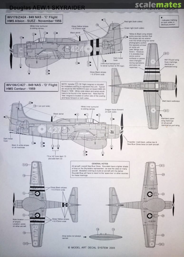 Boxart Douglas AEW.1 Skyraider M.A.Détail 003 Model Art Decal System