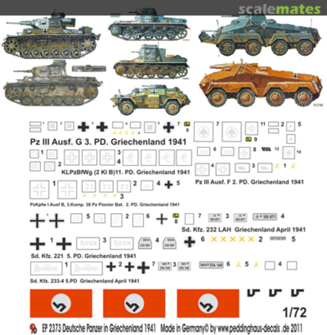 Boxart Deutsche Panzer in Griechenland 1941 EP 2373 Peddinghaus-Decals