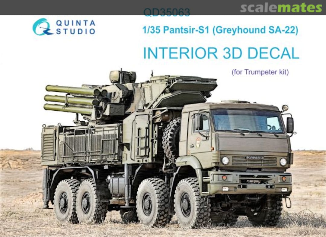 Boxart Pantsir S-1 (Greyhound SA-22) interior 3D decals QD35063 Quinta Studio