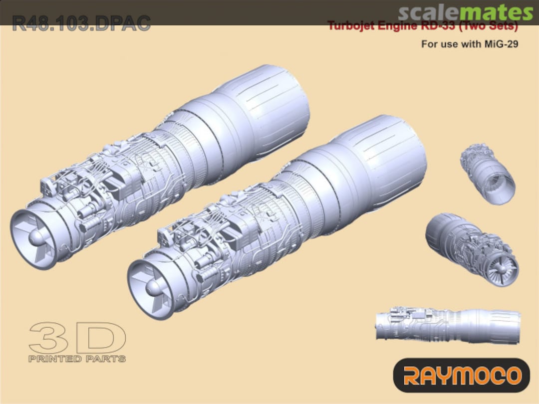 Boxart Turbojet Engine RD-33 (2 Sets) for use with MiG-29 R48.103.DPAC Raymoco