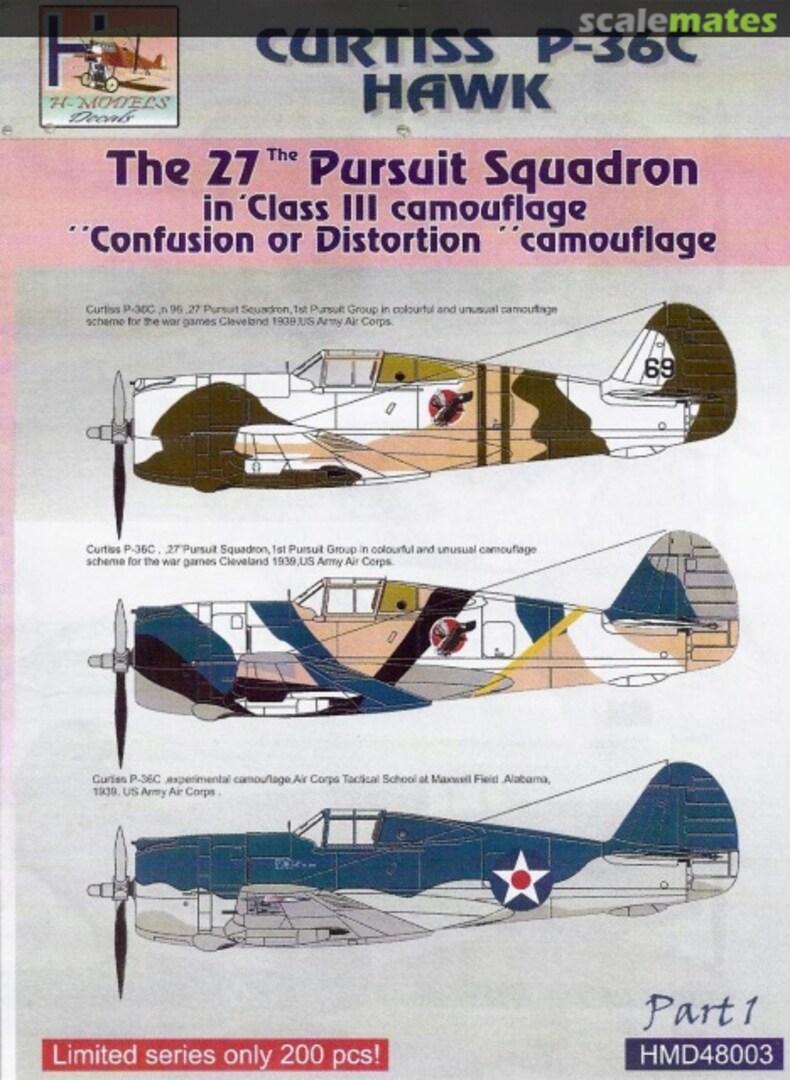 Boxart Curtiss P-36C Hawk HMD48003 H-Models Decals