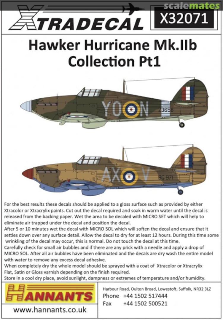 Boxart Hawker Hurricane Mk.IIb X32071 Xtradecal