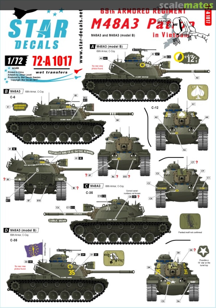 Boxart M48A3 Patton 72-A0017 Star Decals