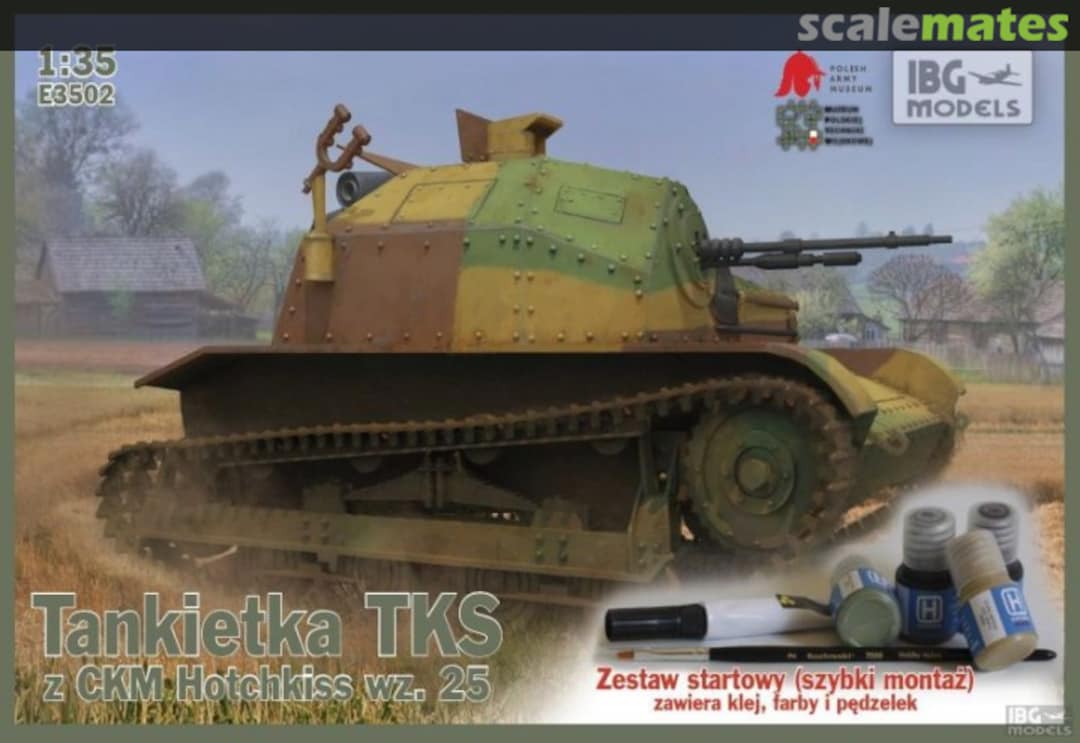 Boxart Tankietka TKS z CKM Hotchkiss wz. 25 E3502 IBG Models