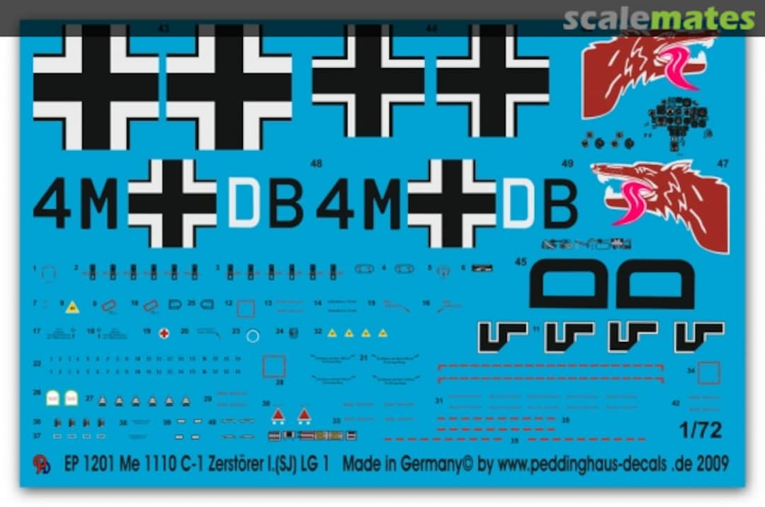 Boxart Me 110C-1 Zerstörer (SJ) LG1 EP 1201 Peddinghaus-Decals