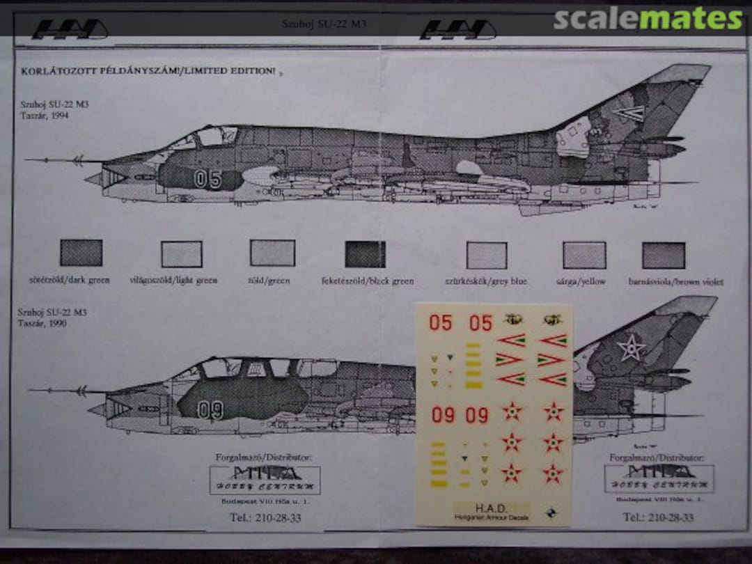 Boxart Sukhoi Su-22 M3 72001 Hungarian Armour Decals