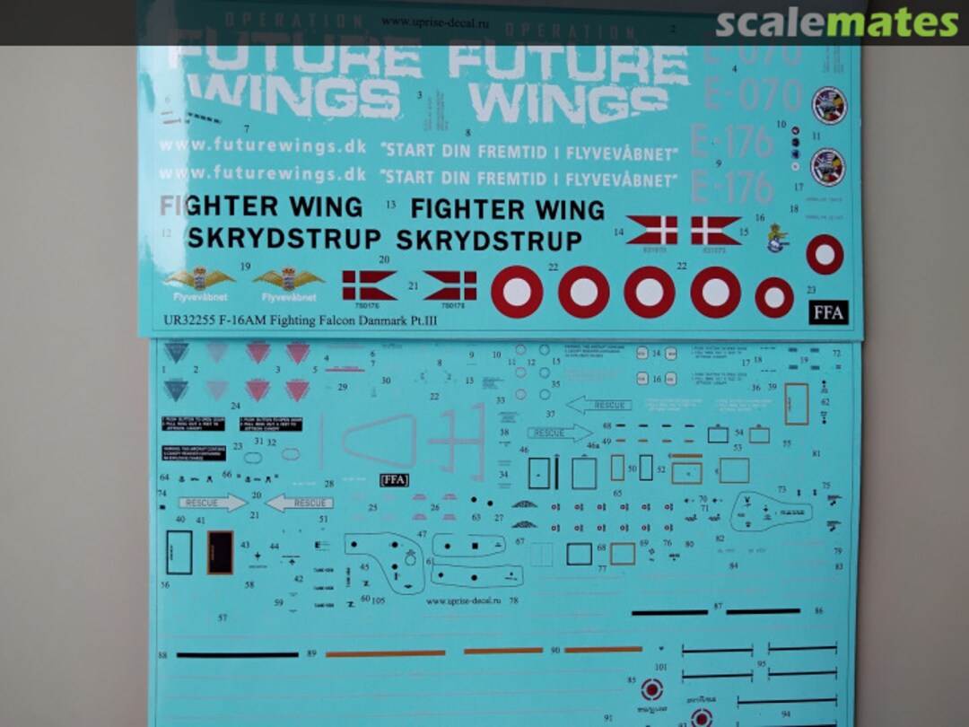 Contents F-16AM Fighting Falcon Danmark Pt.III with stencils, removable film FFA UR32255 UpRise