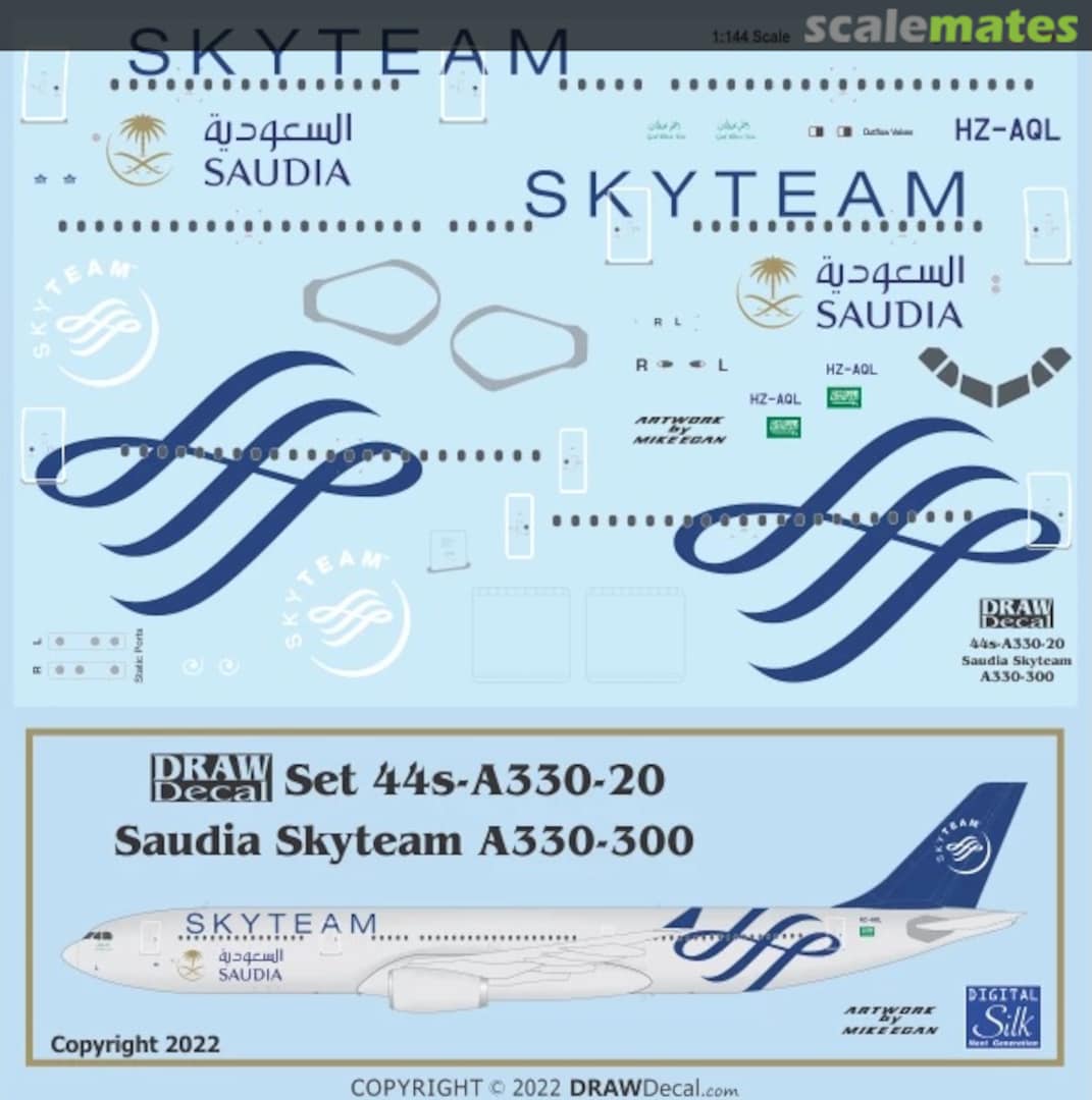 Boxart Saudi Skyteam A330-300 44-A330-20 Draw Decal