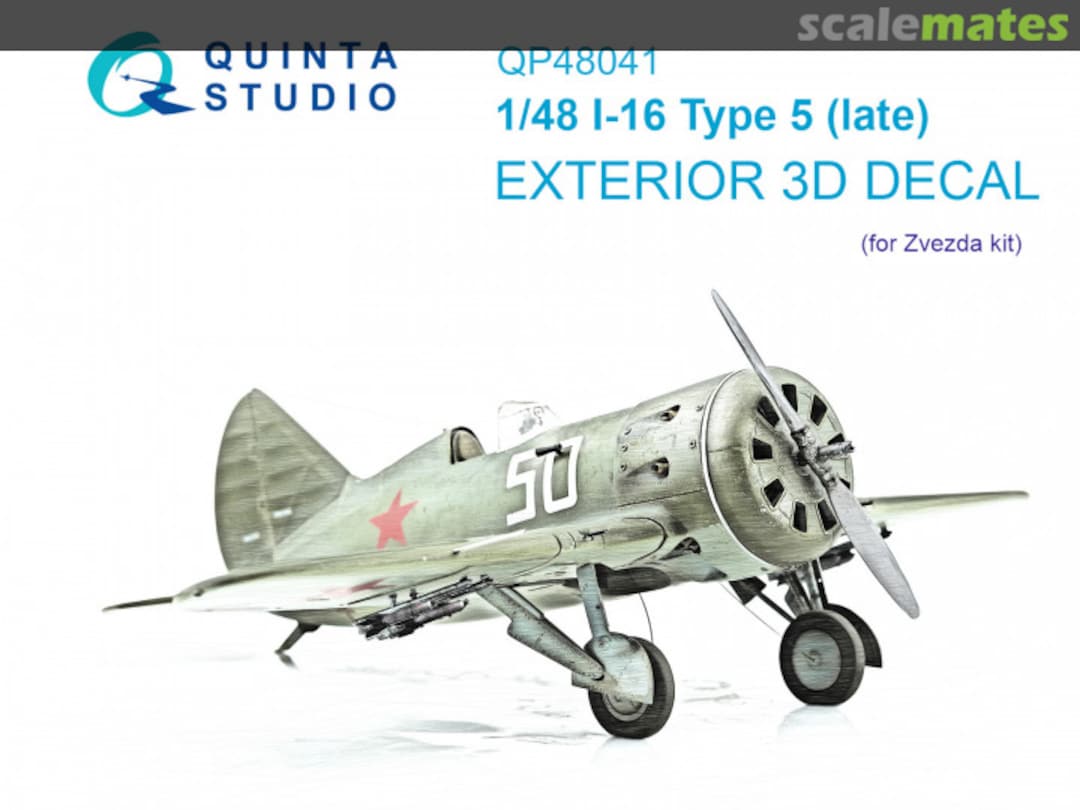 Boxart I-16 Type 5 (Late) exterior 3D decals QP48041 Quinta Studio