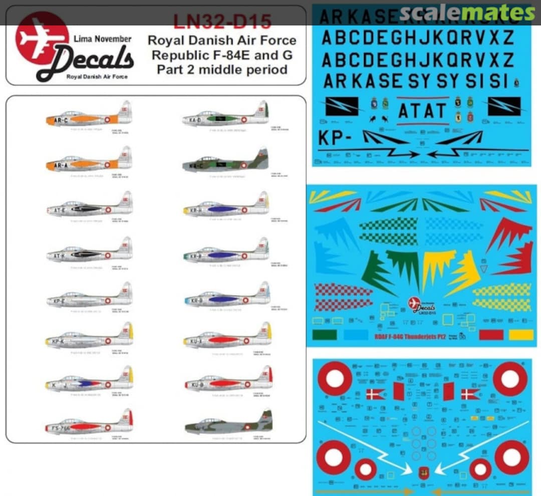 Boxart RDAF Republic F-84E/G Thunderjet  Middle period LN32--D15 Lima November Decals