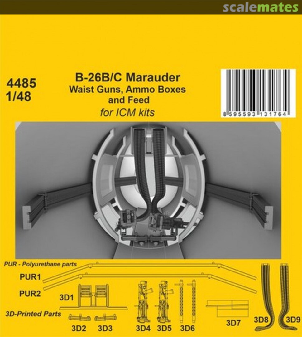 Boxart B-26B/C Marauder Waist Guns, Ammo Boxes and Feed 4485 CMK