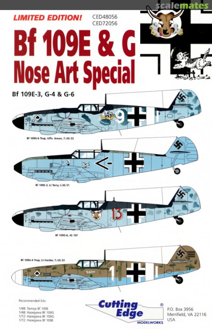 Boxart Bf 109E & G Nose Art Special CED48056 Cutting Edge Modelworks