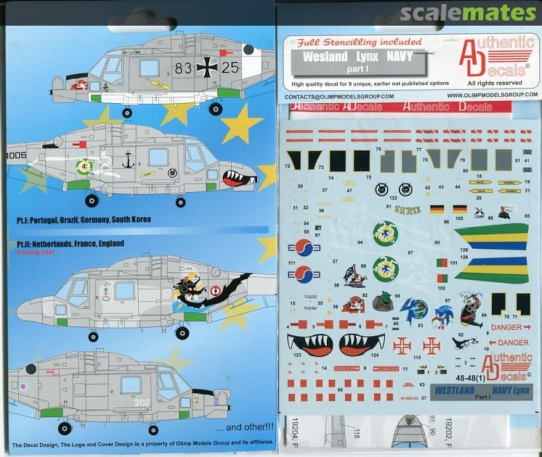 Boxart Westland Lynx Navy 48-48 Authentic Decals