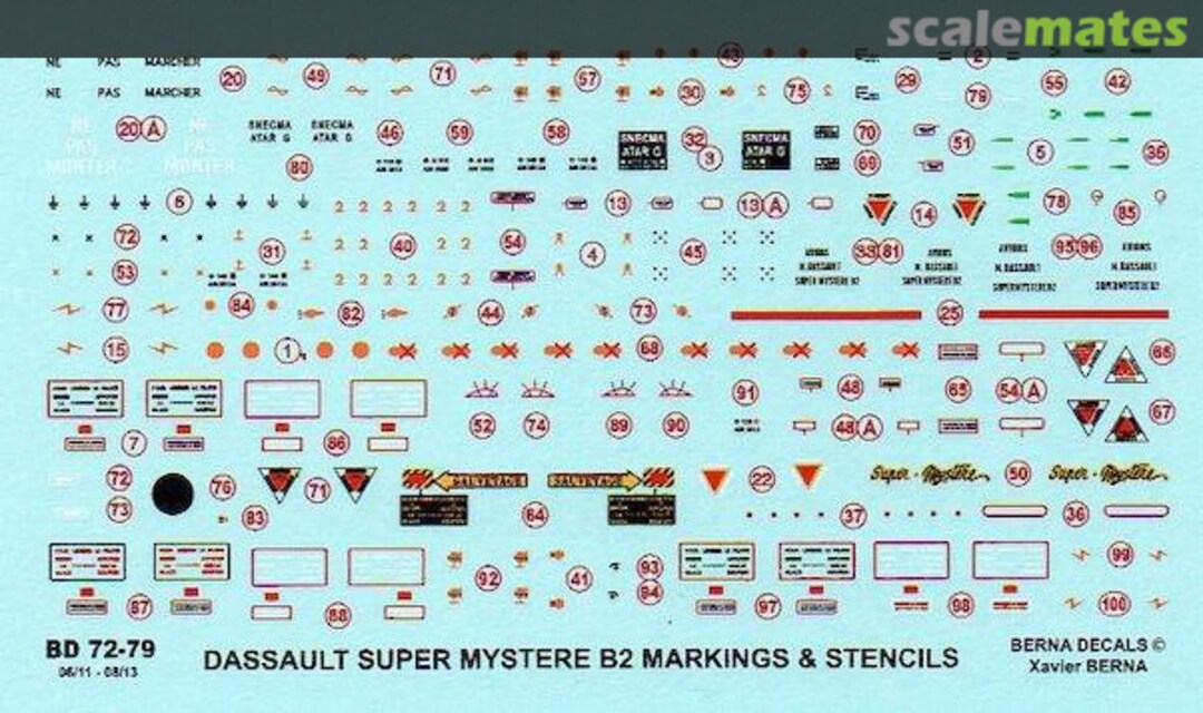 Boxart Dassault Super Mystere B.2 Marking & stencils BD 72-79 Berna Decals