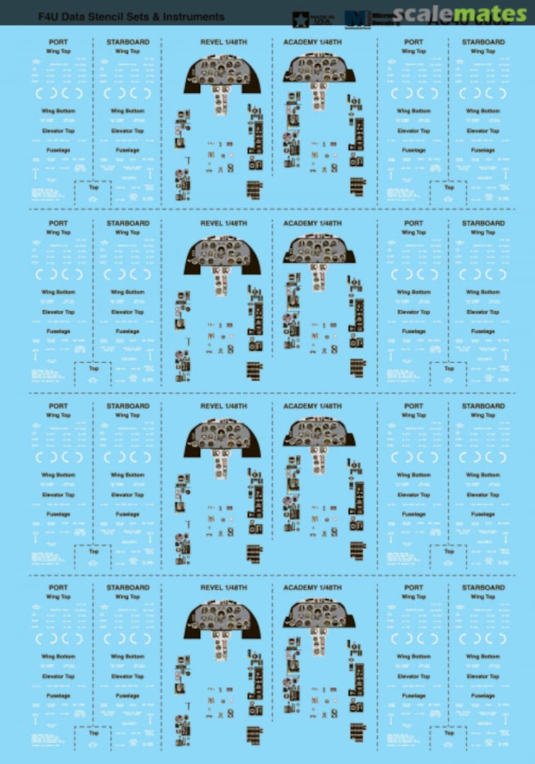 Boxart F4U Data Stencil Sets & Instruments AC48-0063 Microscale