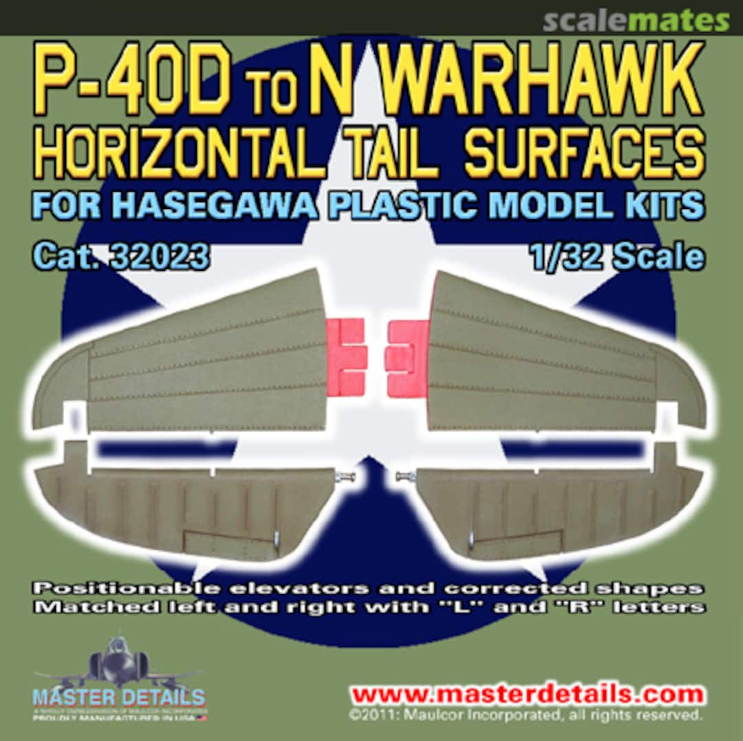 Boxart P-40D to N Warhawk (Kittyhawk) Horizontal tail surfaces 32023 Master Details