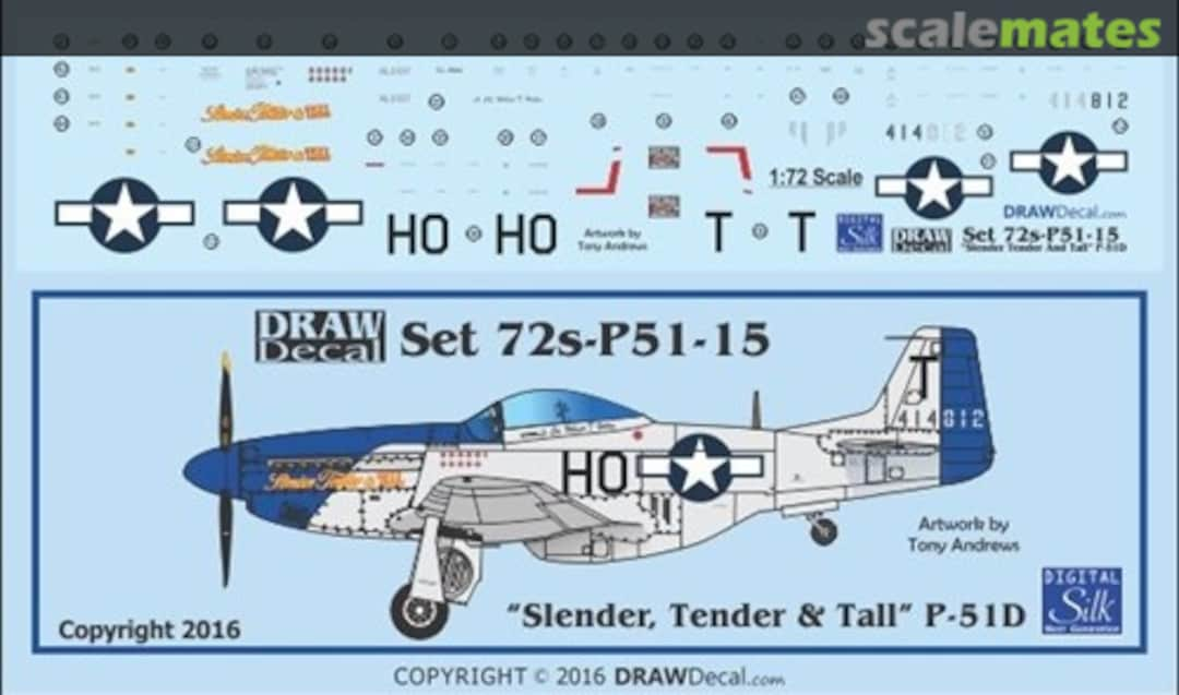 Boxart "Slender, Tender And Tall" P-51D 72-P51-15 Draw Decal