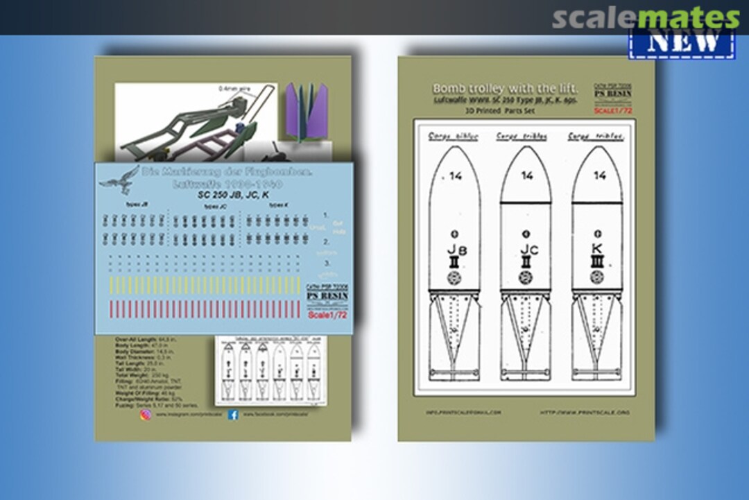 Boxart German bomb trolley with lift (+ 6 bombs) PSR72006 Print Scale