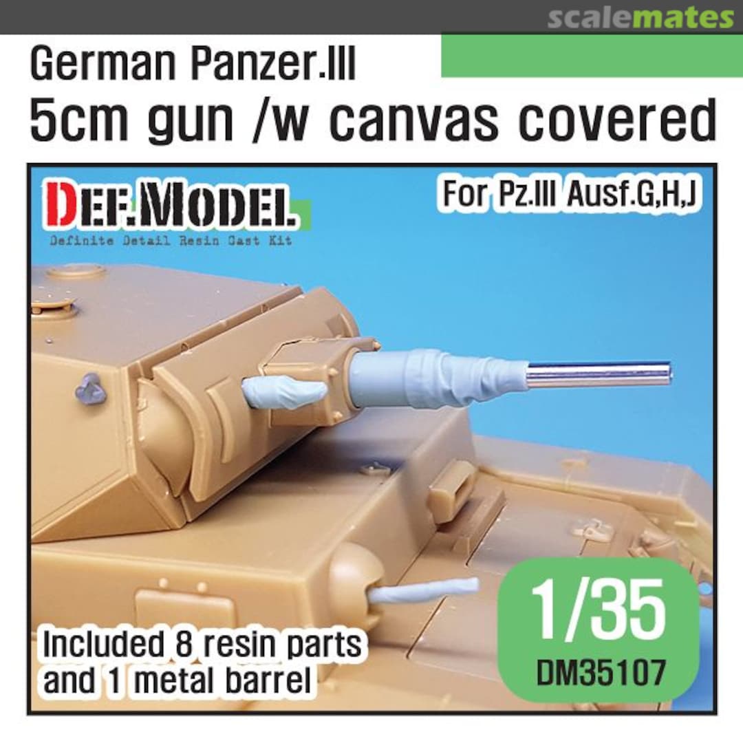 Boxart Pz.III 5cm Gun w\Canvas Cover DM35107 Def.Model