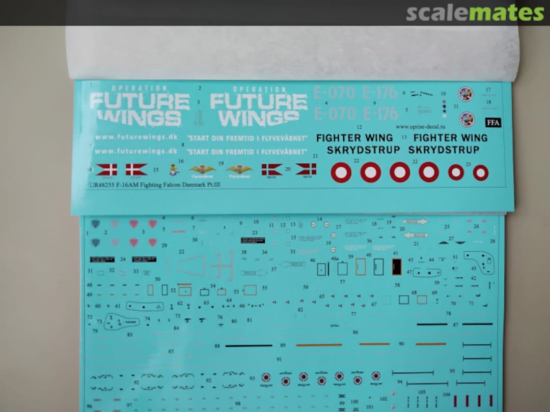 Contents F-16AM Fighting Falcon Danmark Pt.III with stencils, removable film FFA UR48255 UpRise Decal Serbia