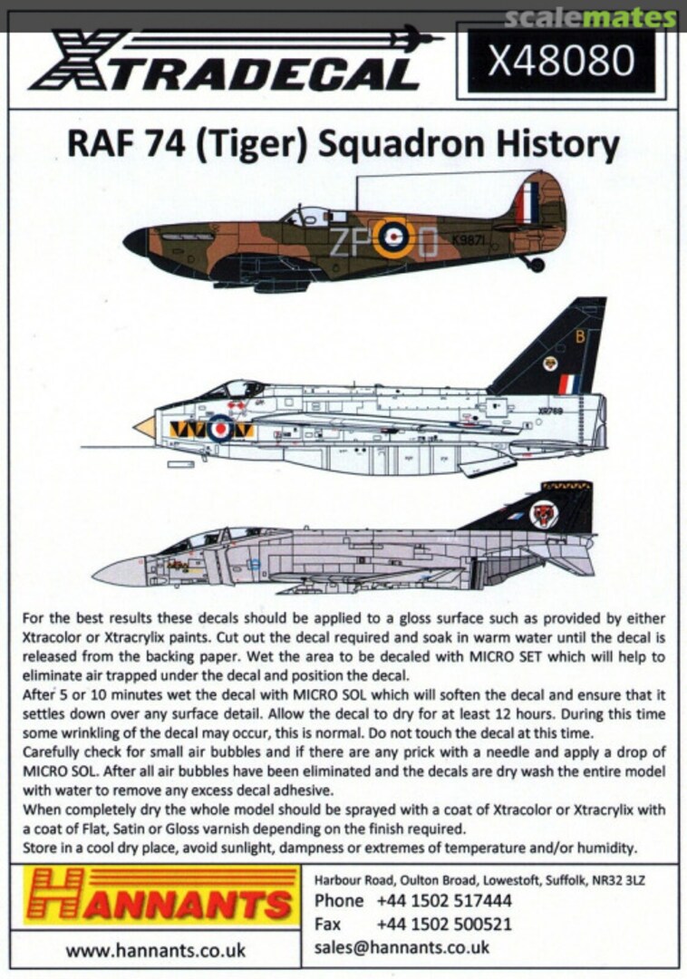 Boxart RAF 74 (Tiger) Squadron History X48080 Xtradecal