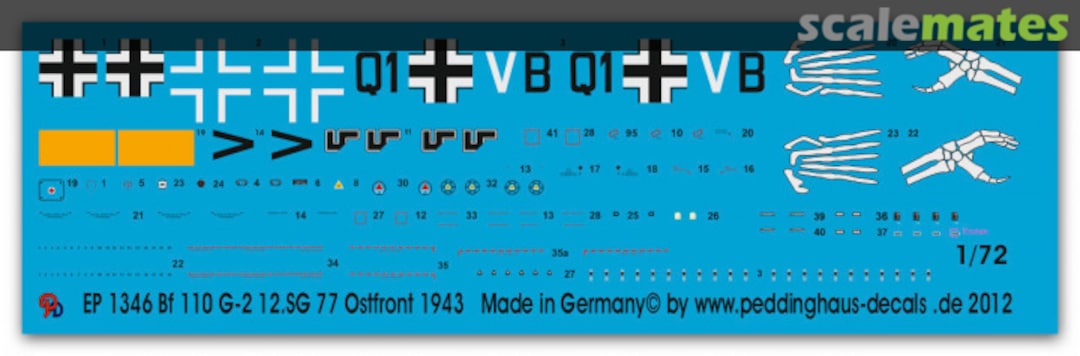 Boxart BF 110G-2 12.SG77 Ostfront 1943 EP 1346 Peddinghaus-Decals