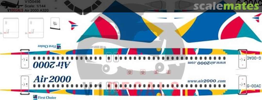 Boxart Air 2000 Airbus A320 V1D0496-144 V1 Decals