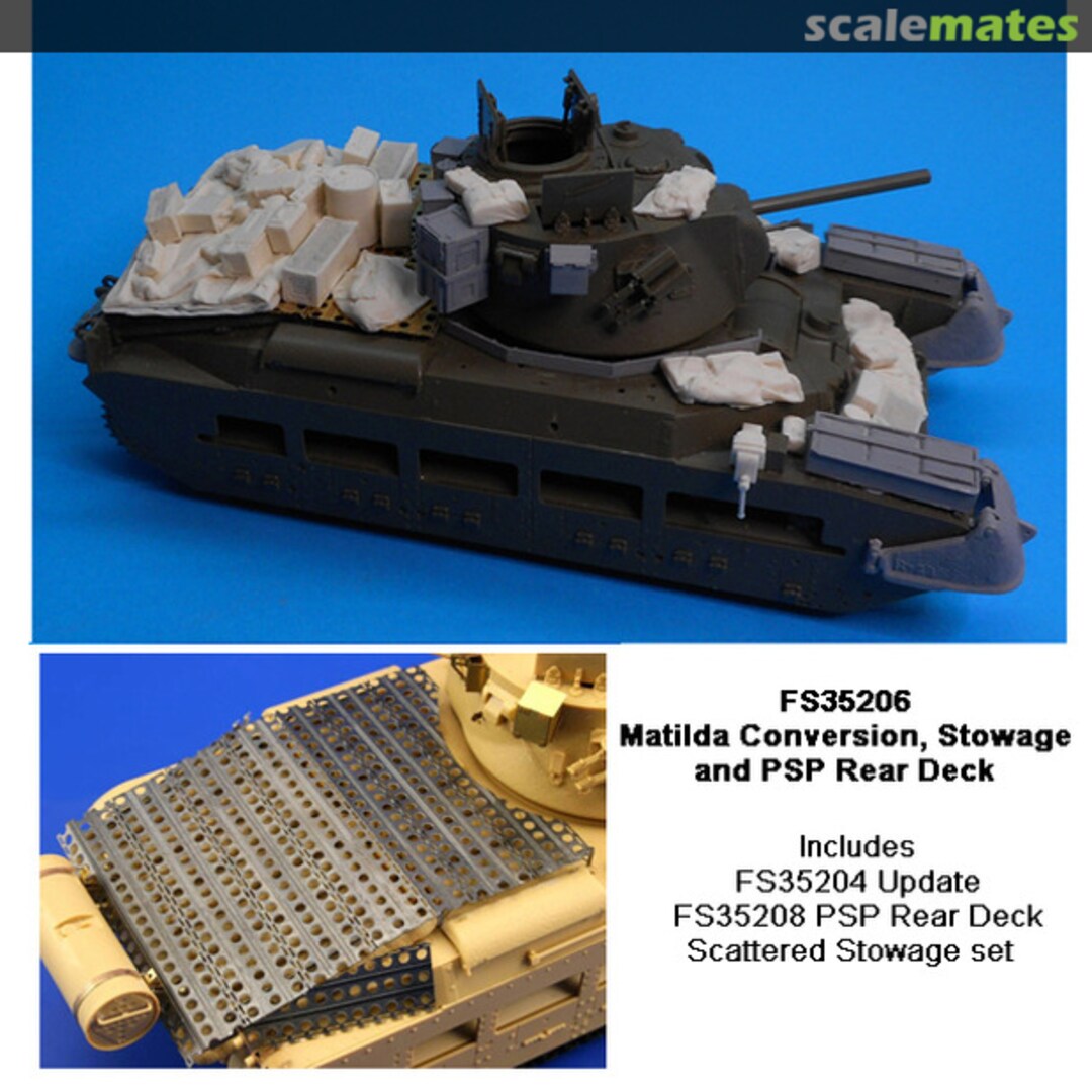 Boxart Australian Matilda Conversion, Stowage and Steel Rear Deck (scattered load) FS35206 Firestorm Models