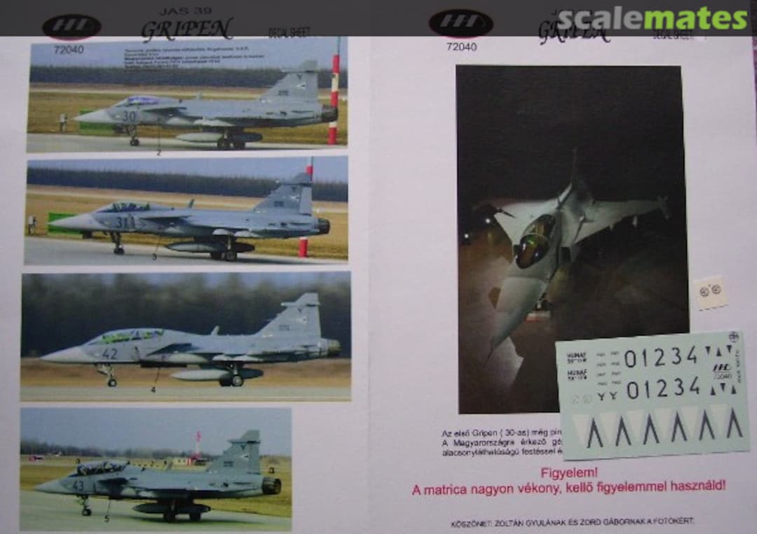 Boxart JAS 39 Gripen 72040 Hungarian Armour Decals