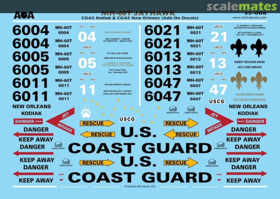 Contents MH-60T Jayhawk 35-008 AOA decals