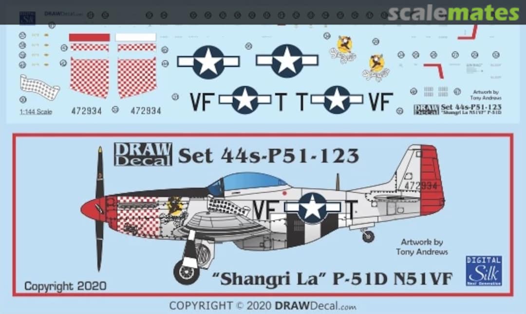 Boxart “Shangri La” P-51D N51VF 44-P51-123 Draw Decal